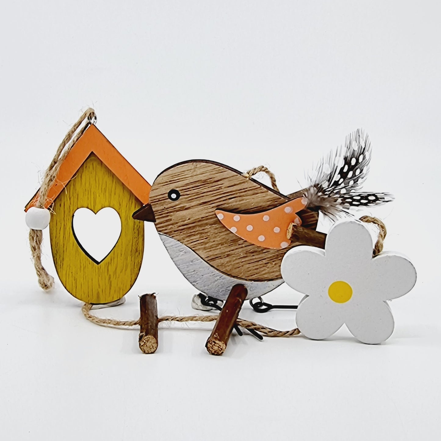 Guirlande - Oiseau et son nichoir coeur