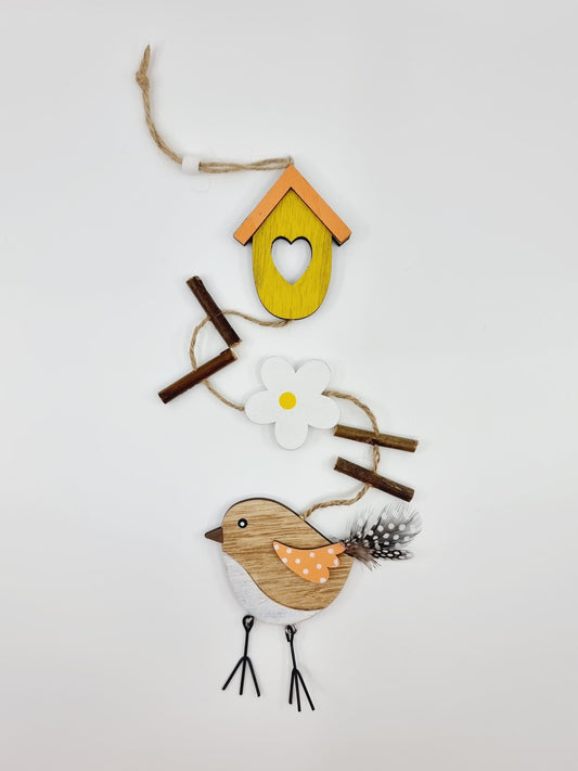 Guirlande - Oiseau et son nichoir coeur