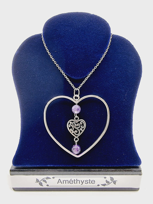 Collier coeur - Améthyste