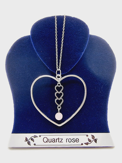 Collier coeur - Quartz rose