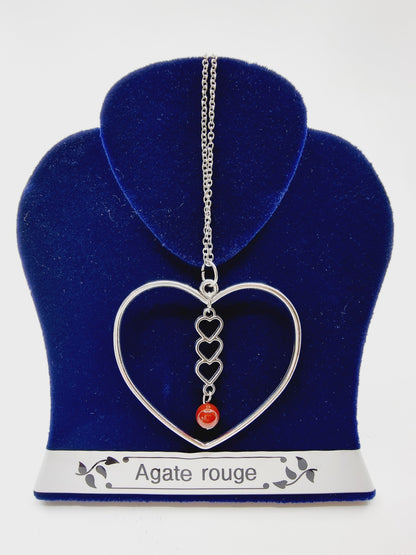 Collier coeur - Agate rouge