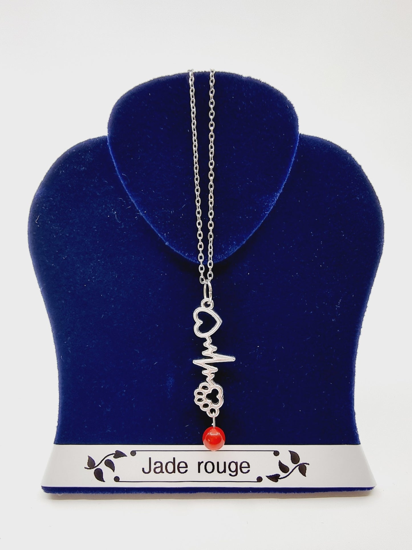 Collier battement de coeur - Jade rouge