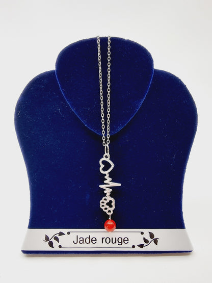 Collier battement de coeur - Jade rouge