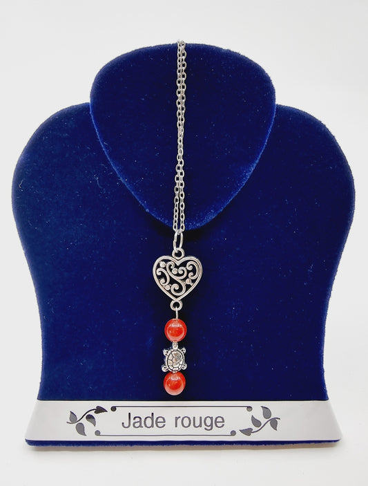 Collier tortue - Jade rouge
