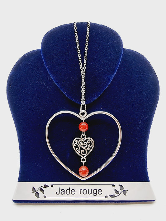 Collier coeur - Jade rouge