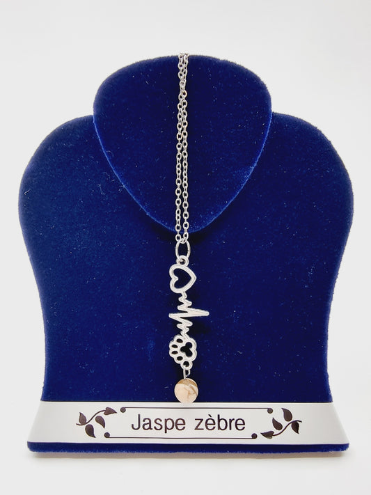 Collier battement de coeur - Jaspe zèbre brun