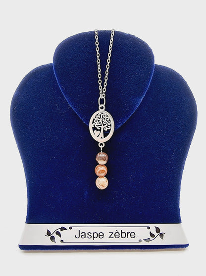 Collier arbre de vie - Jaspe zèbre brun