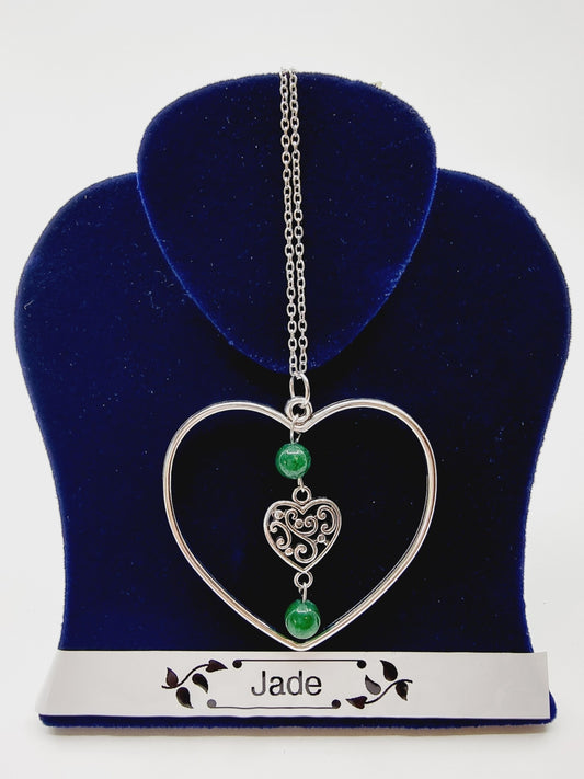 Collier coeur - Jade vert