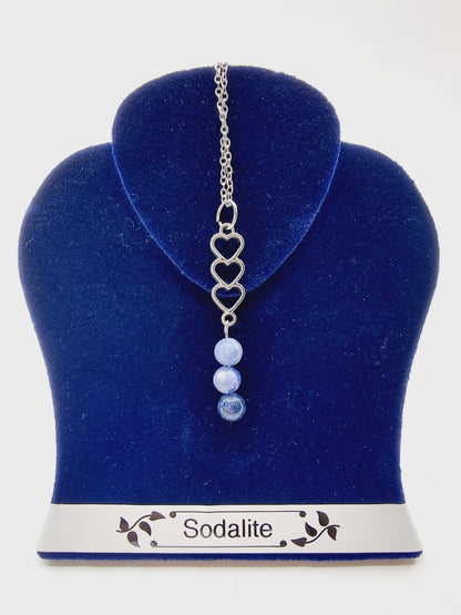 Collier trio de coeurs - Sodalite