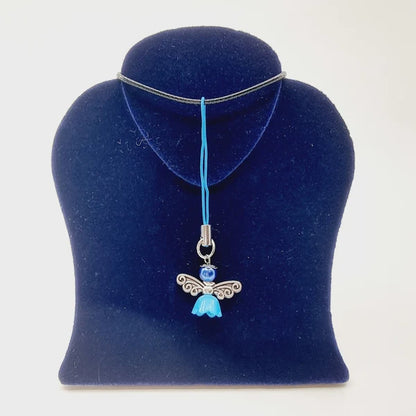 Pendentif ange protecteur – Perle acrylique bleue