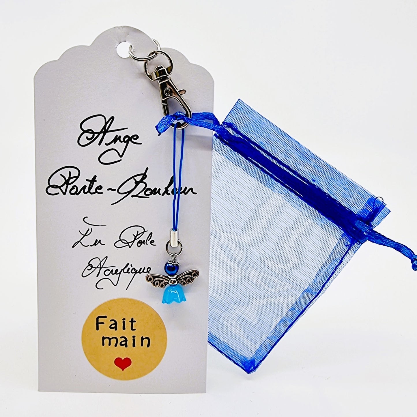 Ange porte-bonheur - Perle acrylique bleue