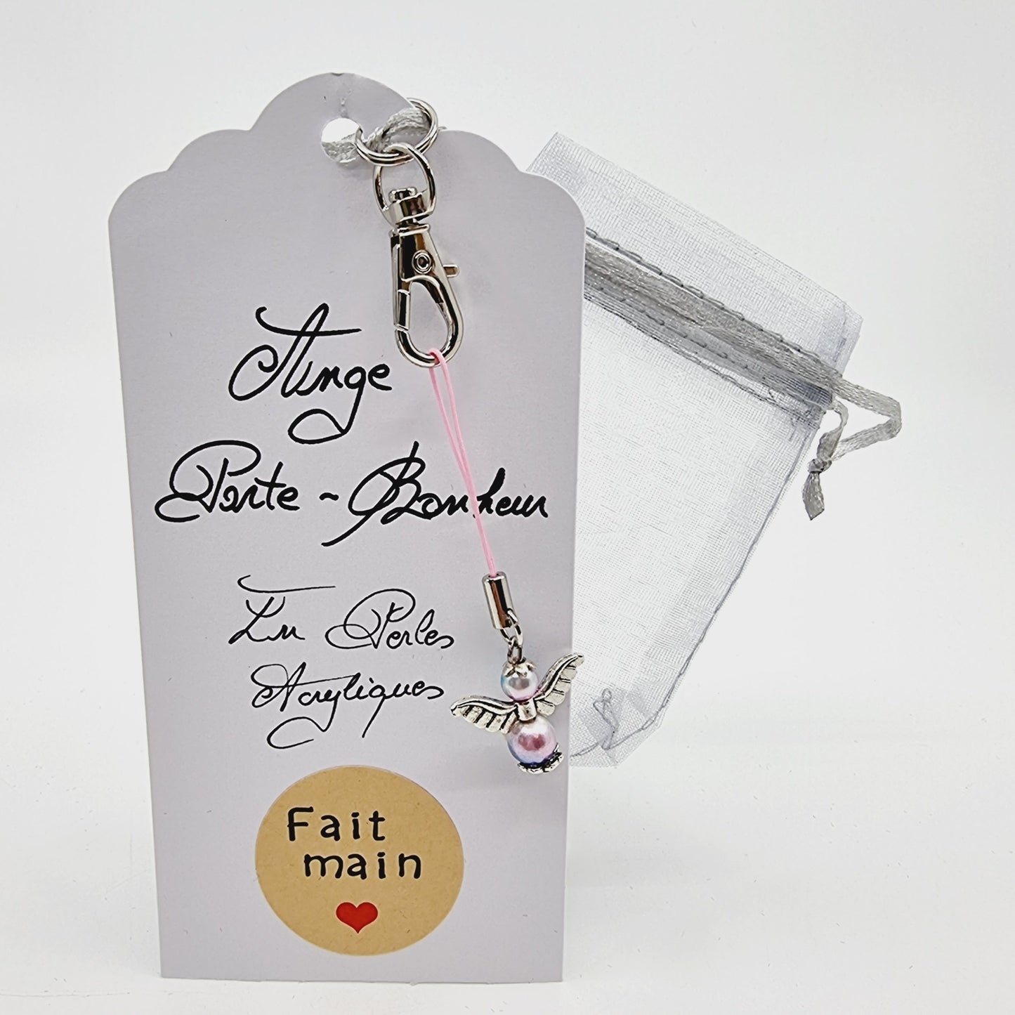 Ange porte-bonheur - Perles acryliques nacrées