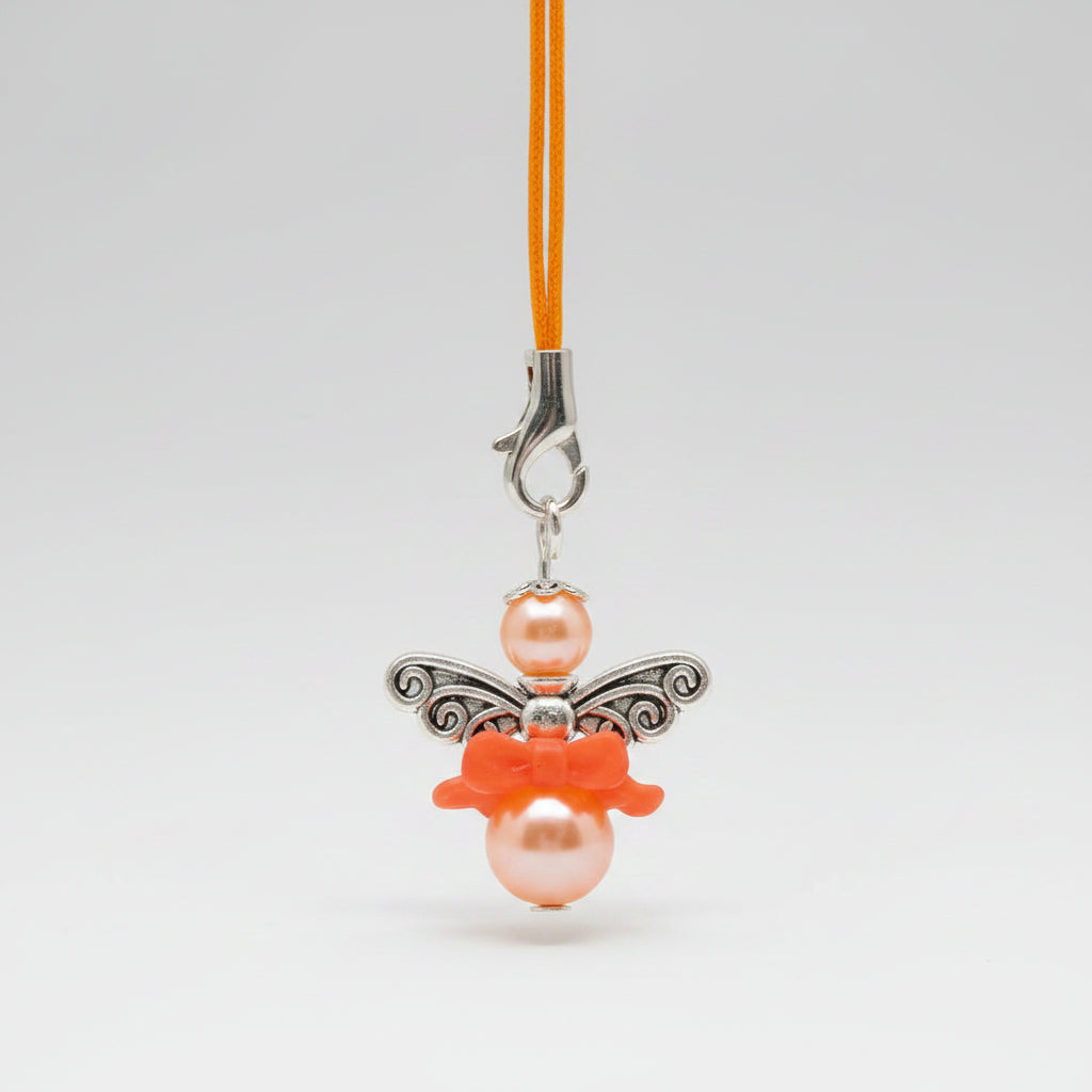 Pendentif ange protecteur – Libellule rose orangée
