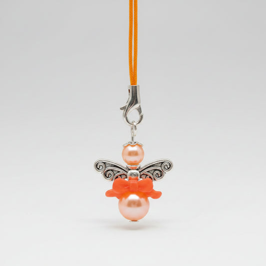 Pendentif ange protecteur – Libellule rose orangée