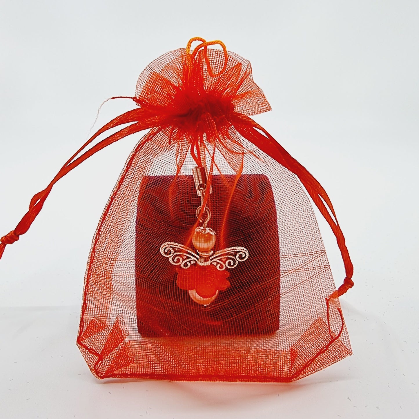 Ange porte-bonheur - Libellule rose orangée