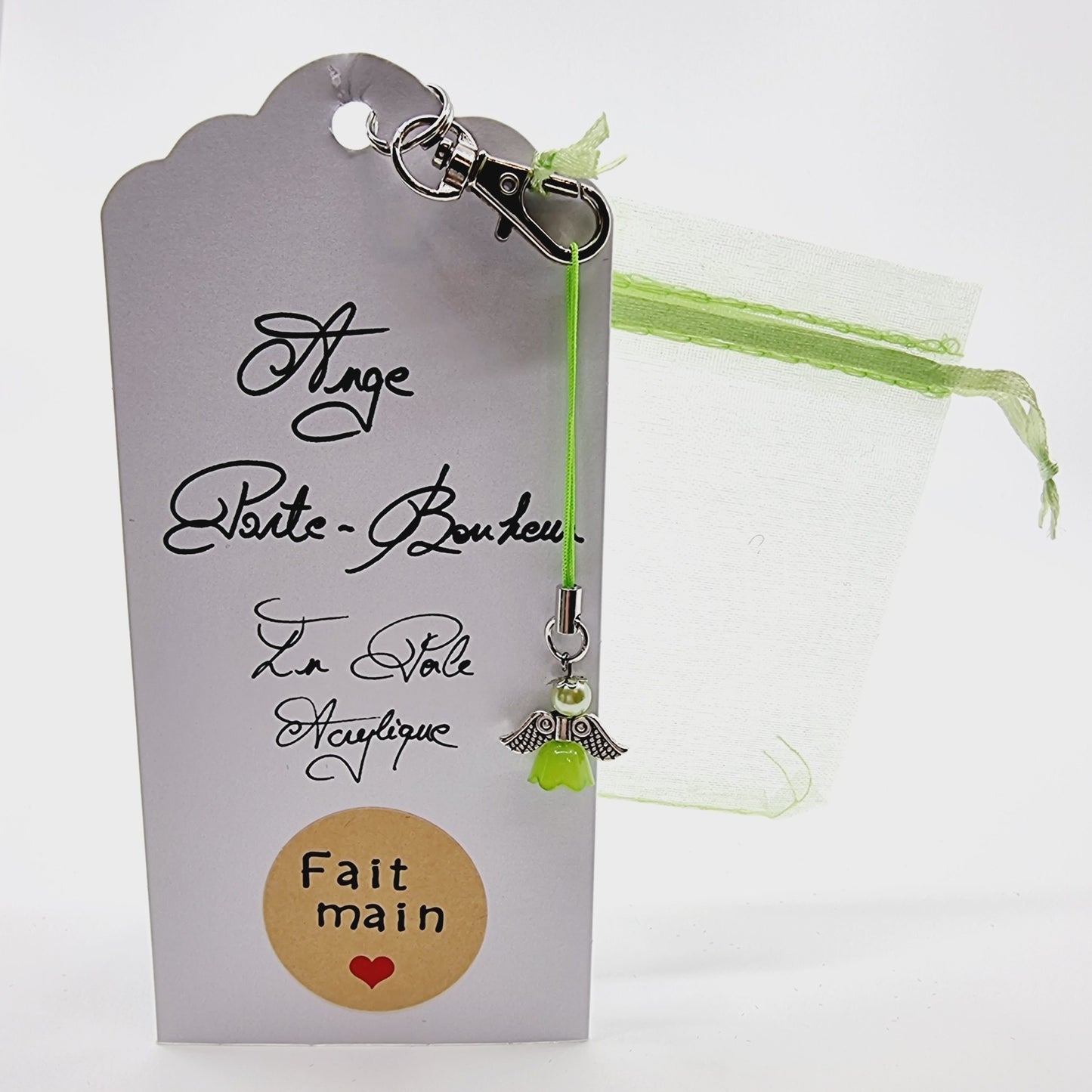 Ange porte-bonheur - Perle acrylique verte