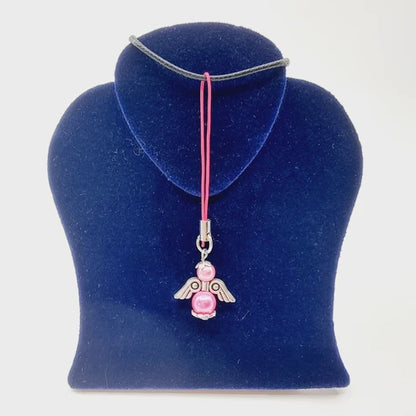 Pendentif ange protecteur - Perles acryliques roses