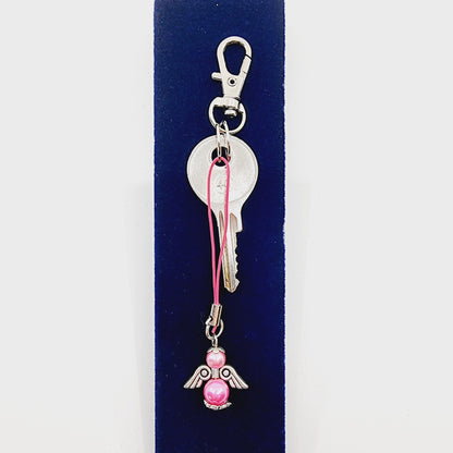 Ange porte-bonheur - Perles acryliques roses