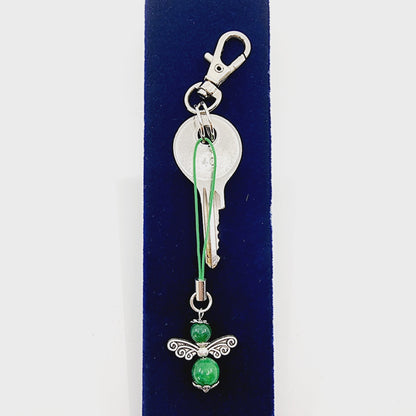 Ange porte-bonheur - Jade vert libellule