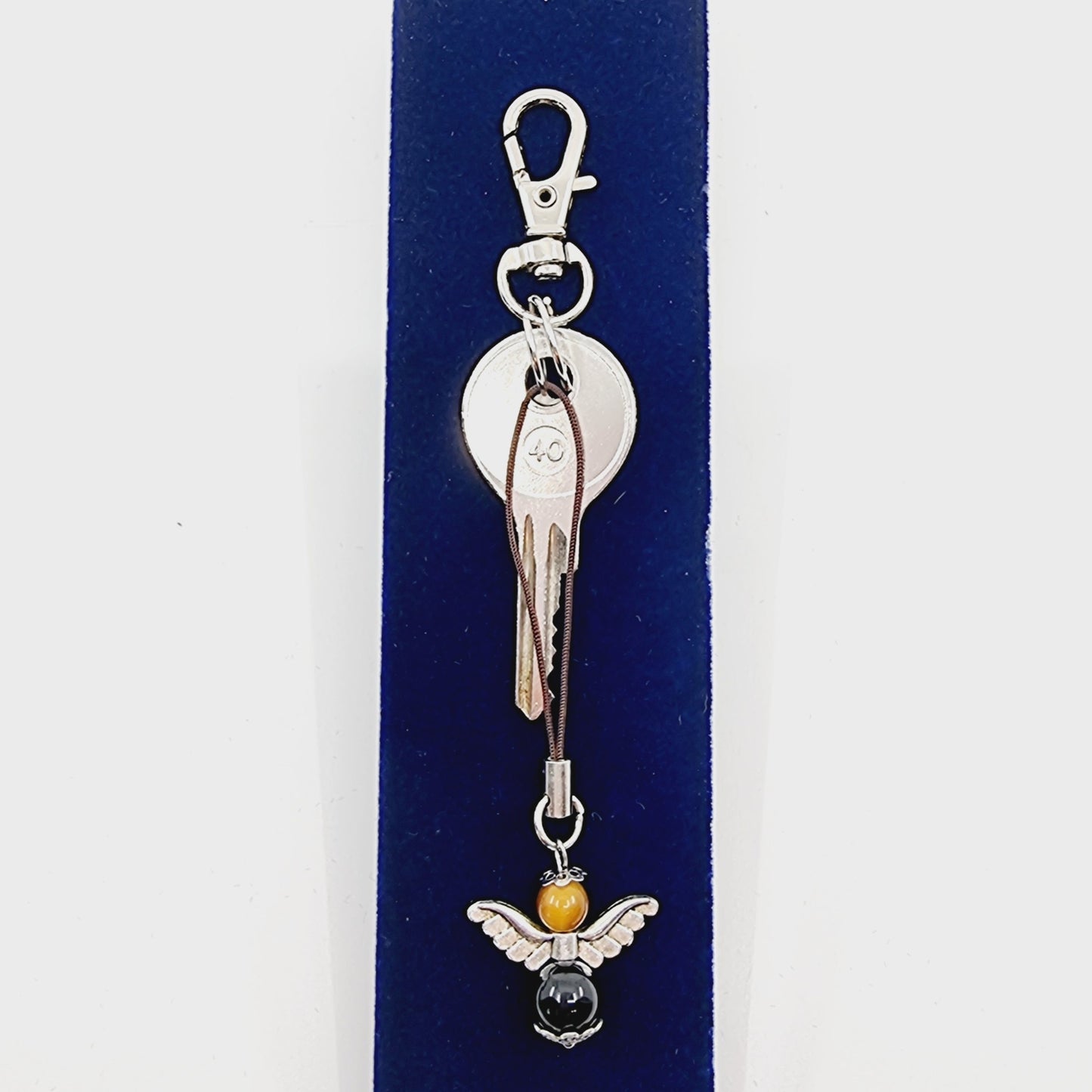 Ange porte-bonheur - Oeil du tigre et obsidienne
