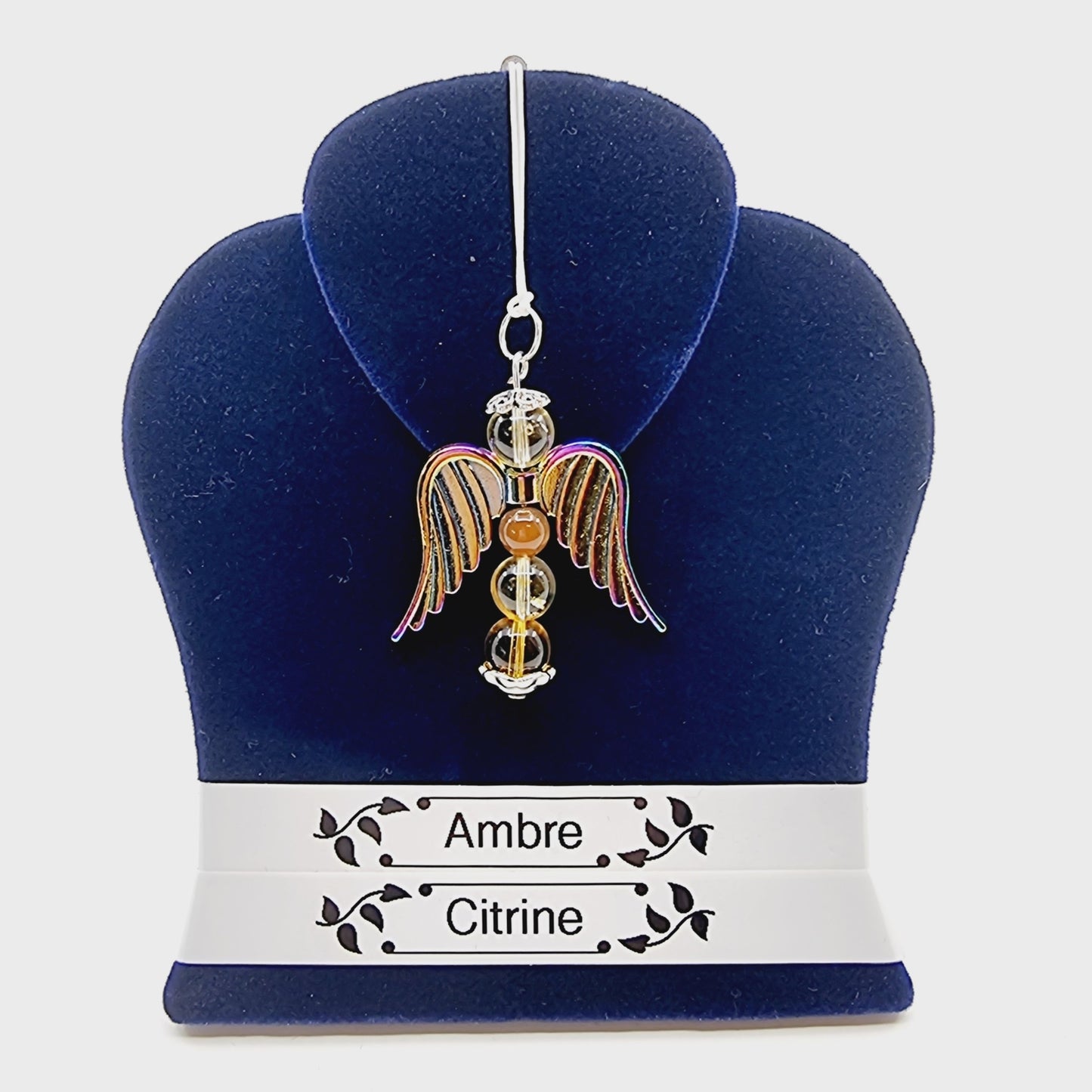 Ange porte-bonheur grand - Ambre et citrine