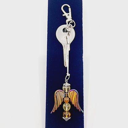 Ange porte-bonheur grand - Ambre et citrine