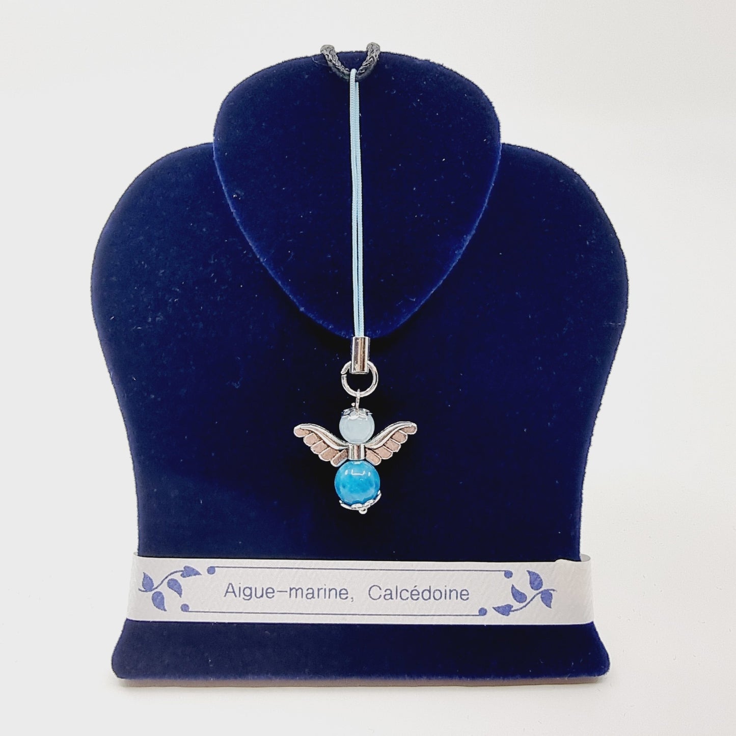 Ange porte-bonheur - Aigue-marine et calcédoine