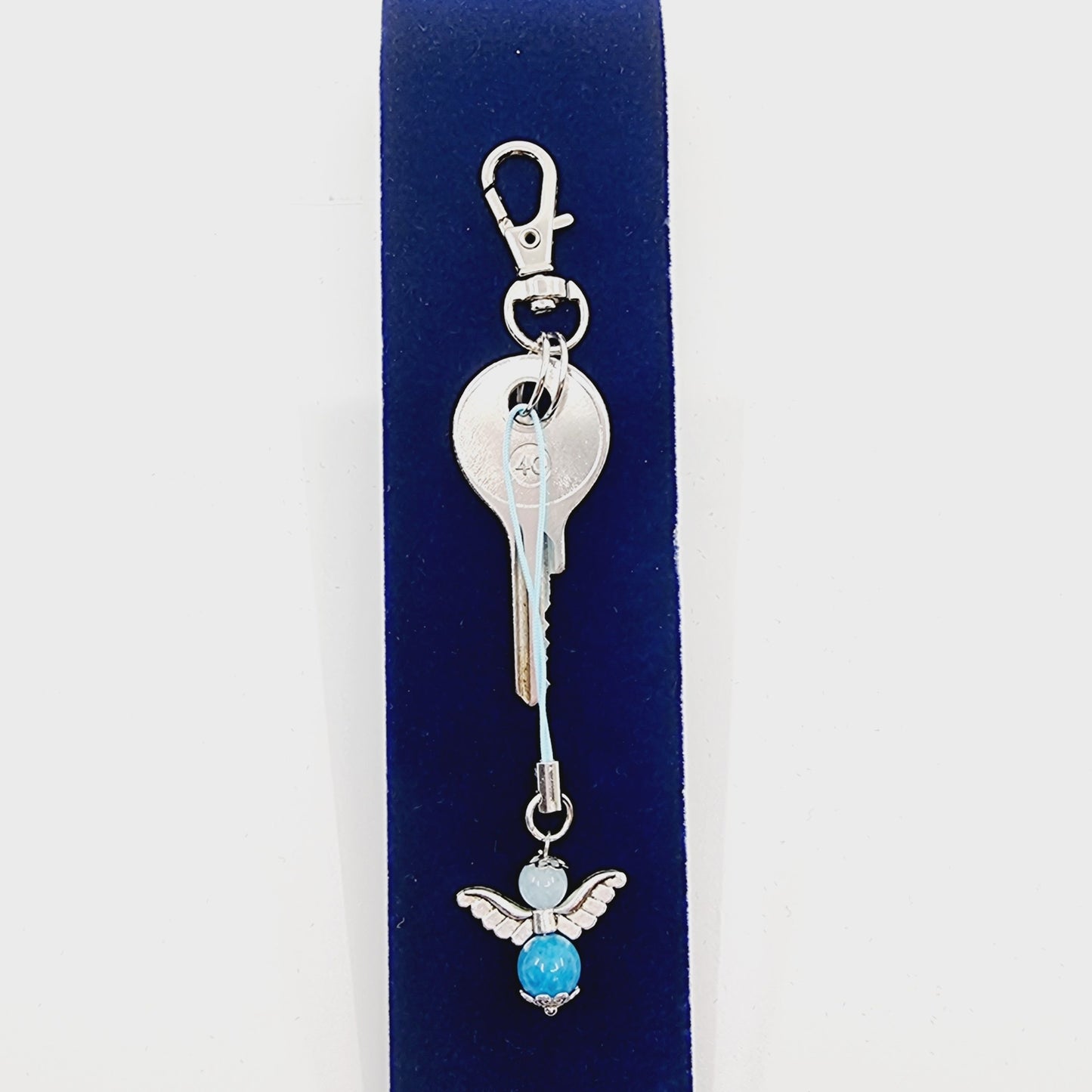 Ange porte-bonheur - Aigue-marine et calcédoine