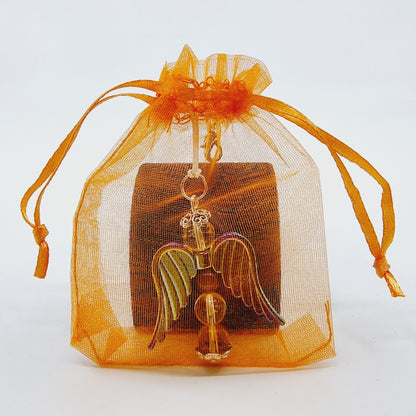 Ange porte-bonheur grand - Ambre et citrine