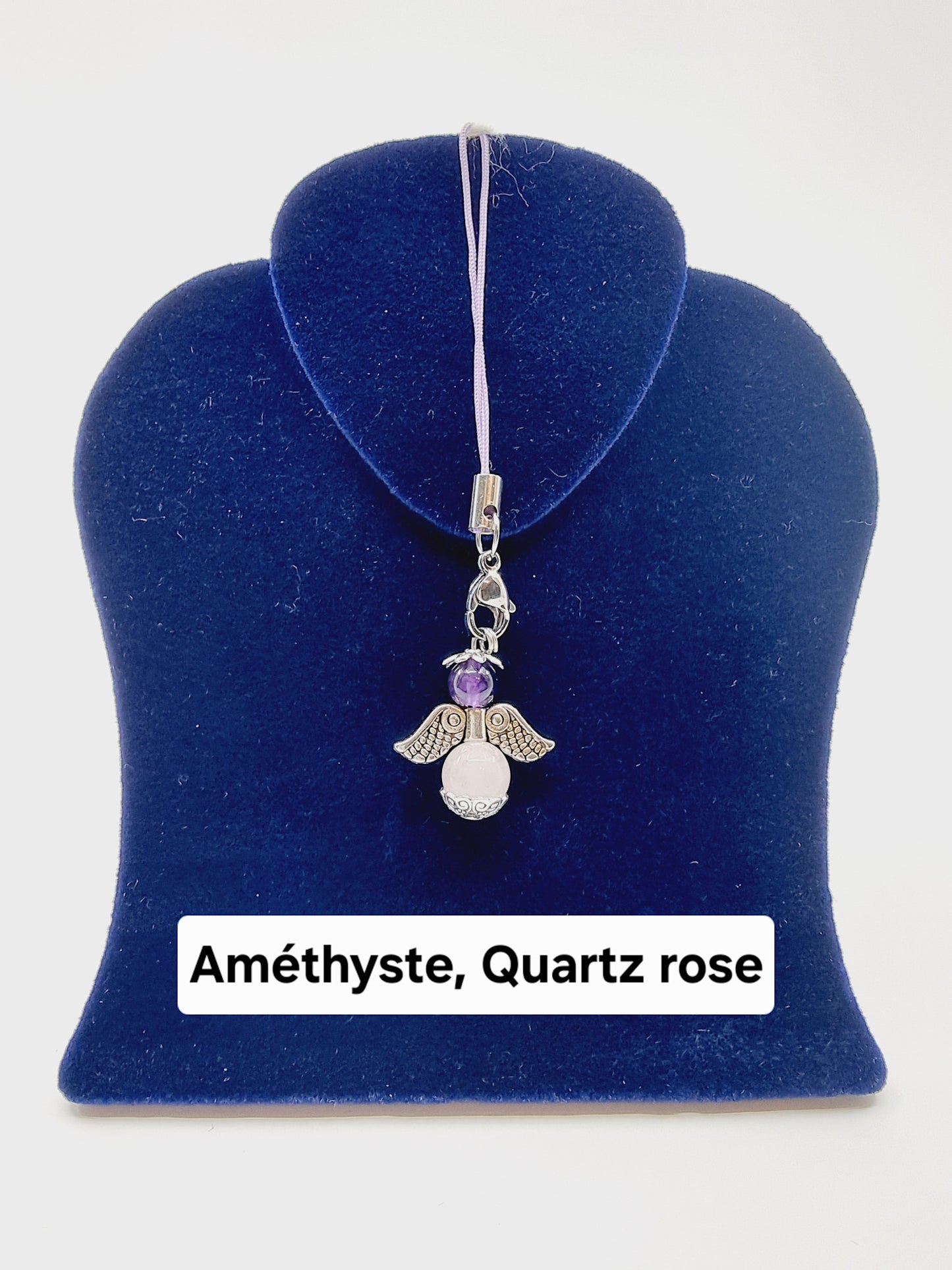 Ange porte-bonheur - Améthyste et Quartz rose