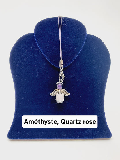Ange porte-bonheur - Améthyste et Quartz rose