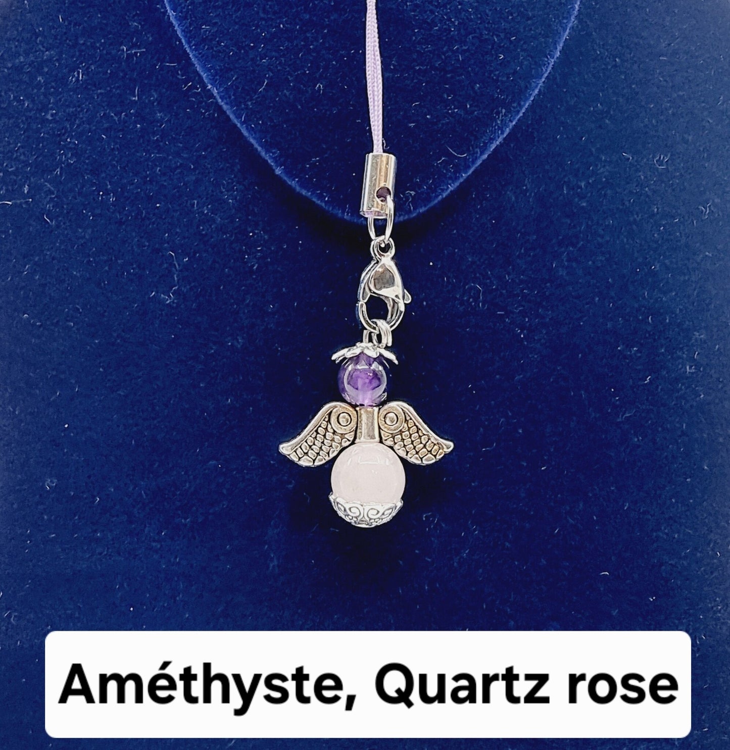 Ange porte-bonheur - Améthyste et Quartz rose