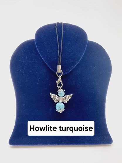 Ange porte-bonheur - Howlite turquoise