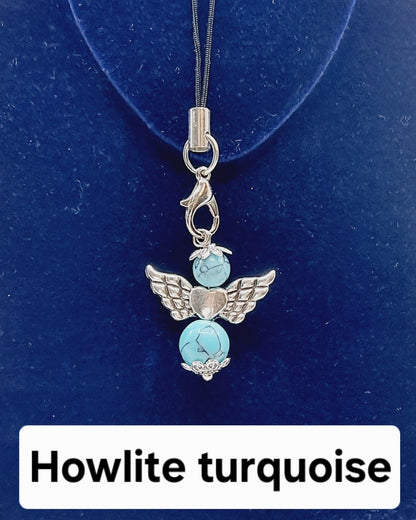 Ange porte-bonheur - Howlite turquoise