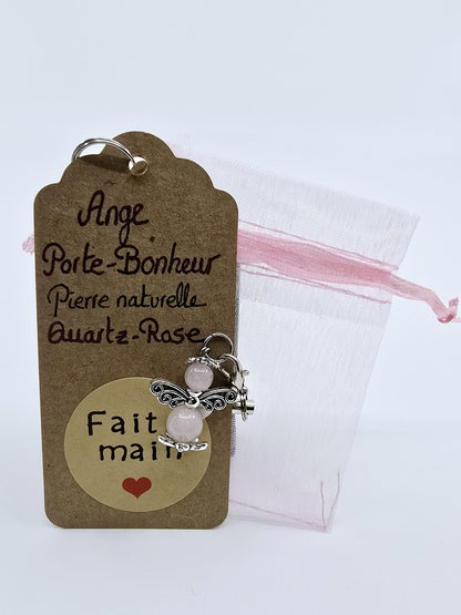 Ange porte-bonheur - Quartz rose libellule