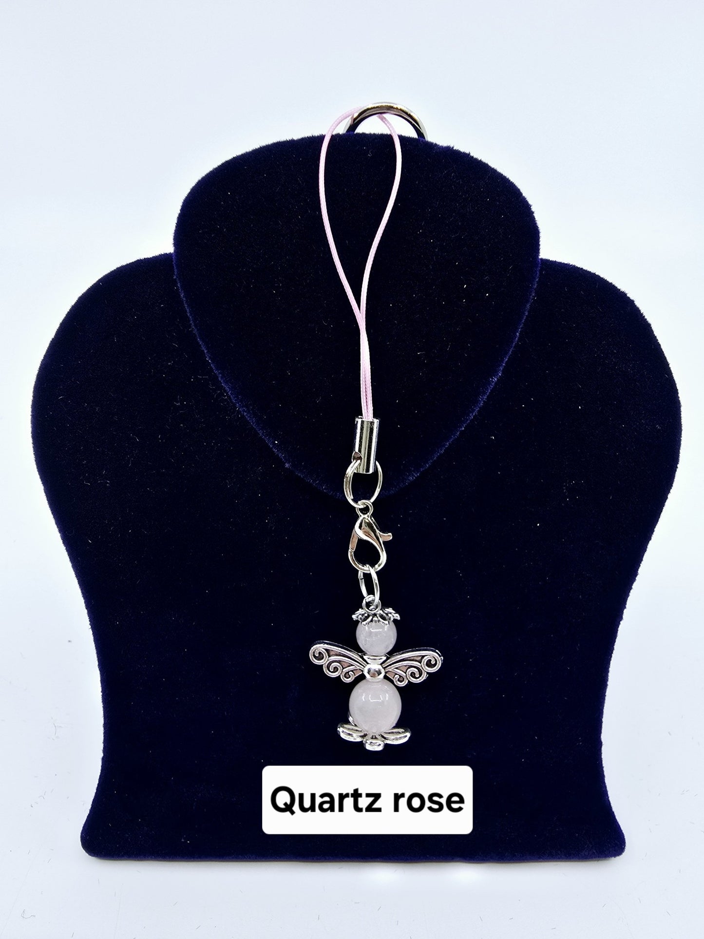 Ange porte-bonheur - Quartz rose libellule