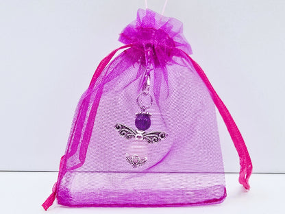 Ange porte-bonheur - Améthyste et Quartz rose libellule