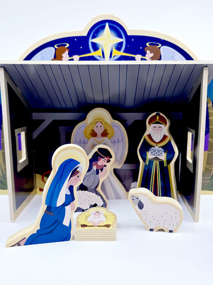Crèche de la Nativité en bois