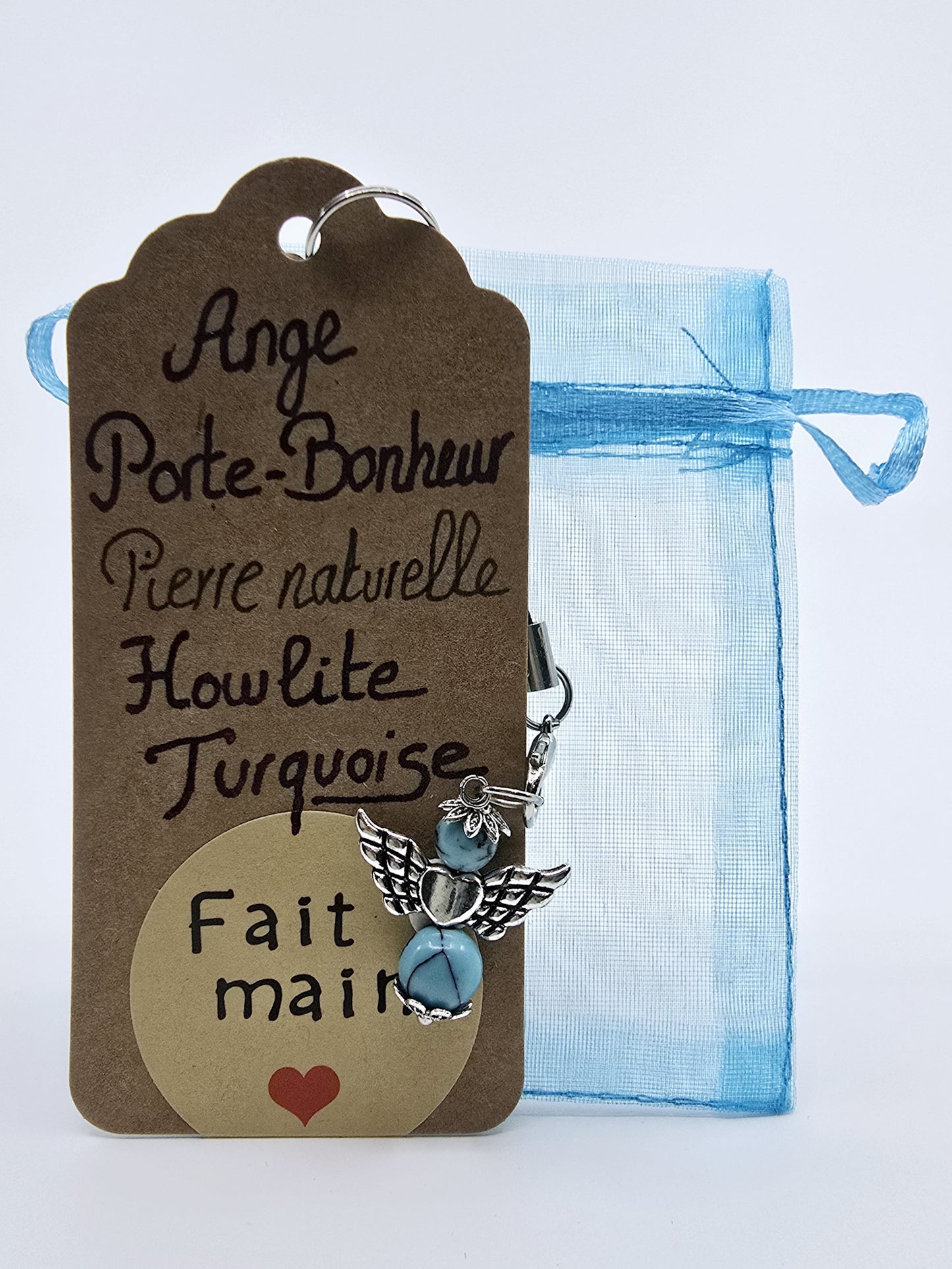 Ange porte-bonheur - Howlite turquoise