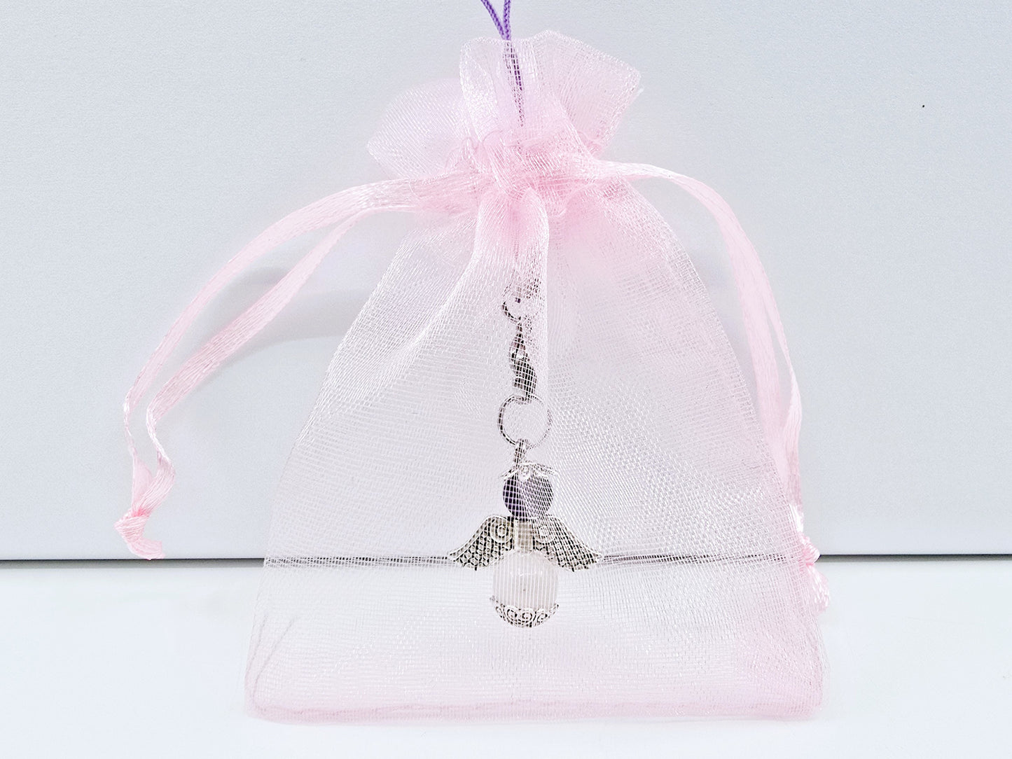 Ange porte-bonheur - Améthyste et Quartz rose