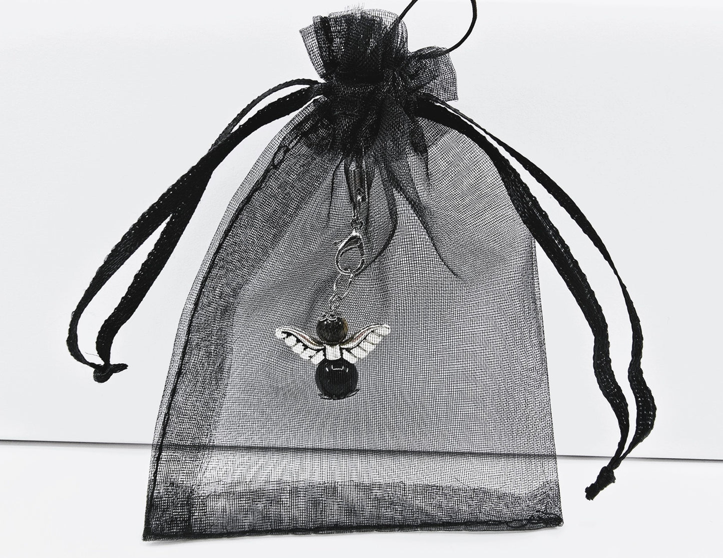 Ange porte-bonheur - Oeil du tigre et obsidienne