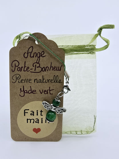 Ange porte-bonheur - Jade vert libellule
