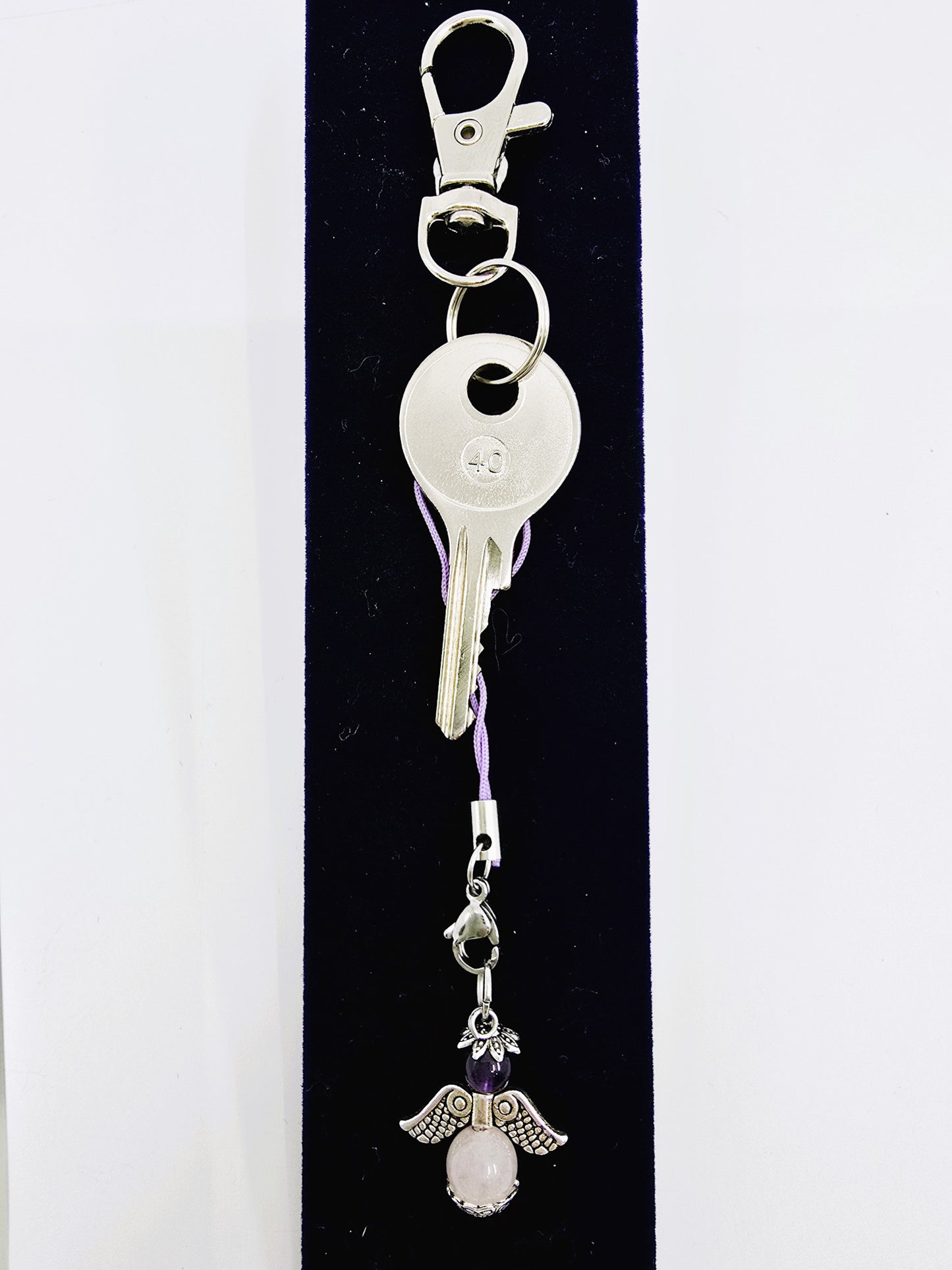 Ange porte-bonheur - Améthyste et Quartz rose