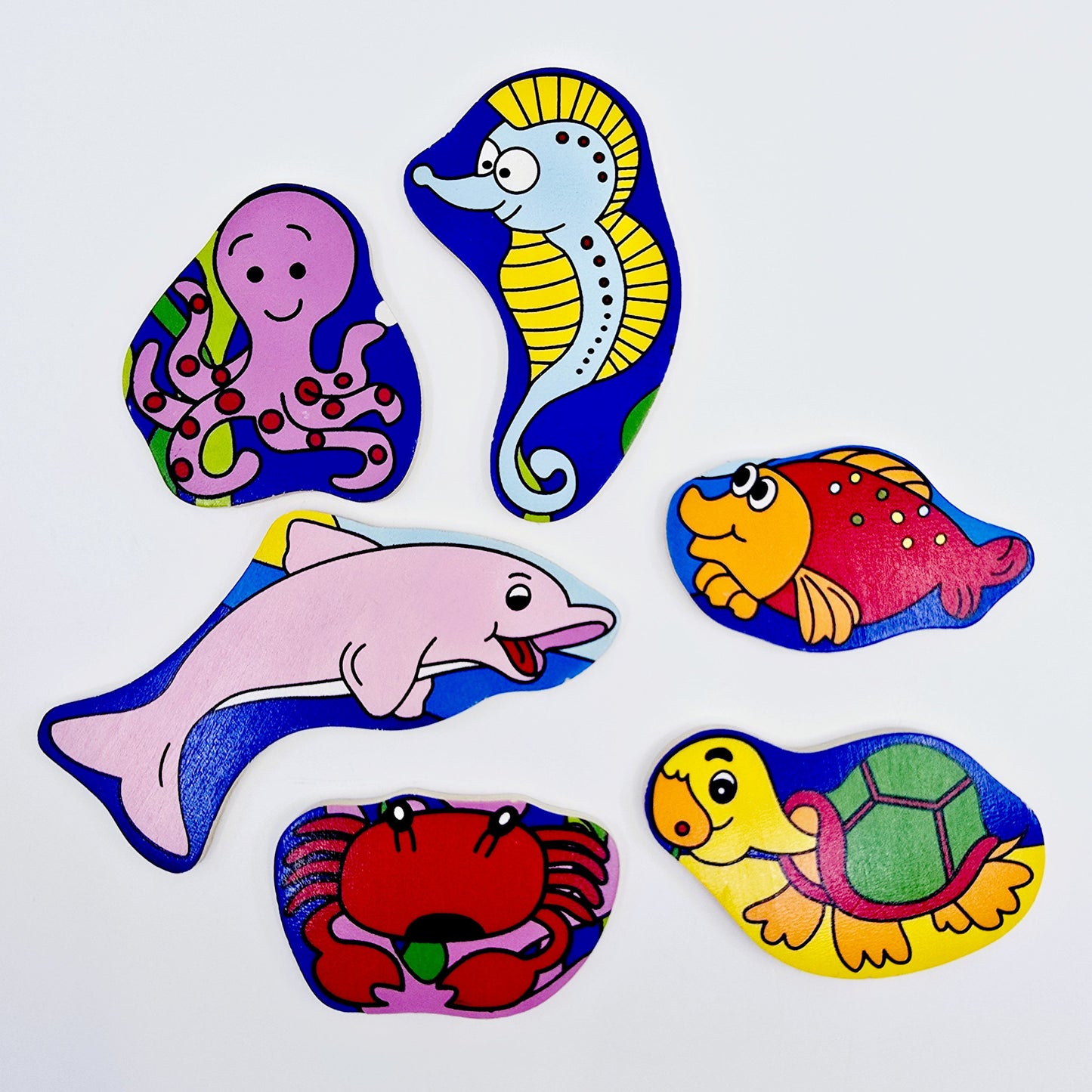 Puzzle horloge en bois – Animaux marins