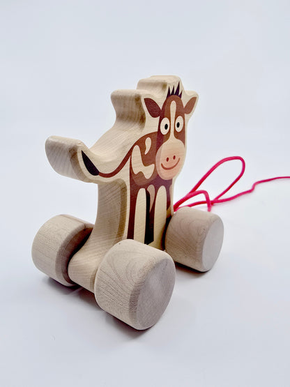 Lili la vache en bois à promener - Bimbosan