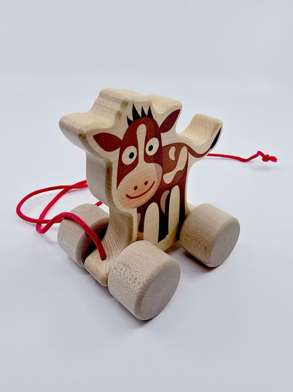 Lili la vache en bois à promener - Bimbosan
