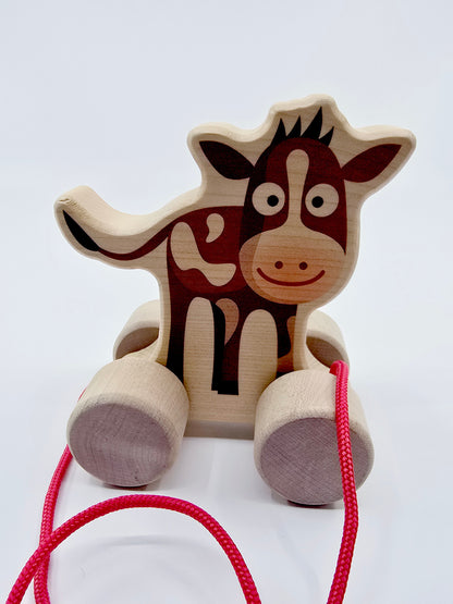 Lili la vache en bois à promener - Bimbosan