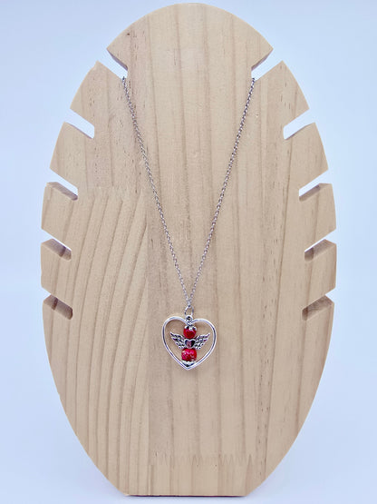 Collier coeur ange porte-bonheur - Jaspe impérial