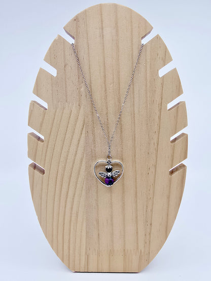 Collier coeur ange porte-bonheur - Zoïsite