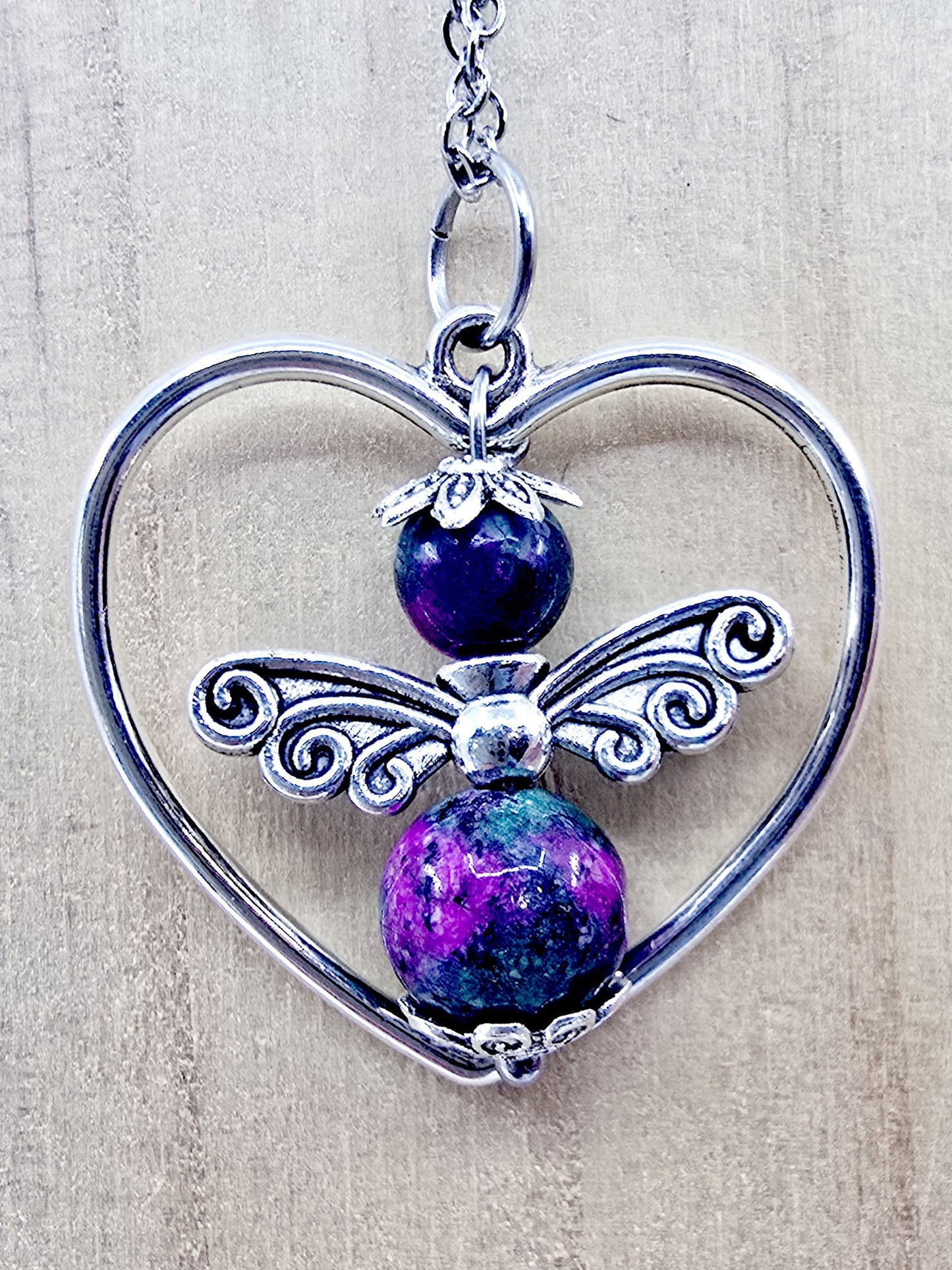 Collier coeur ange porte-bonheur - Zoïsite